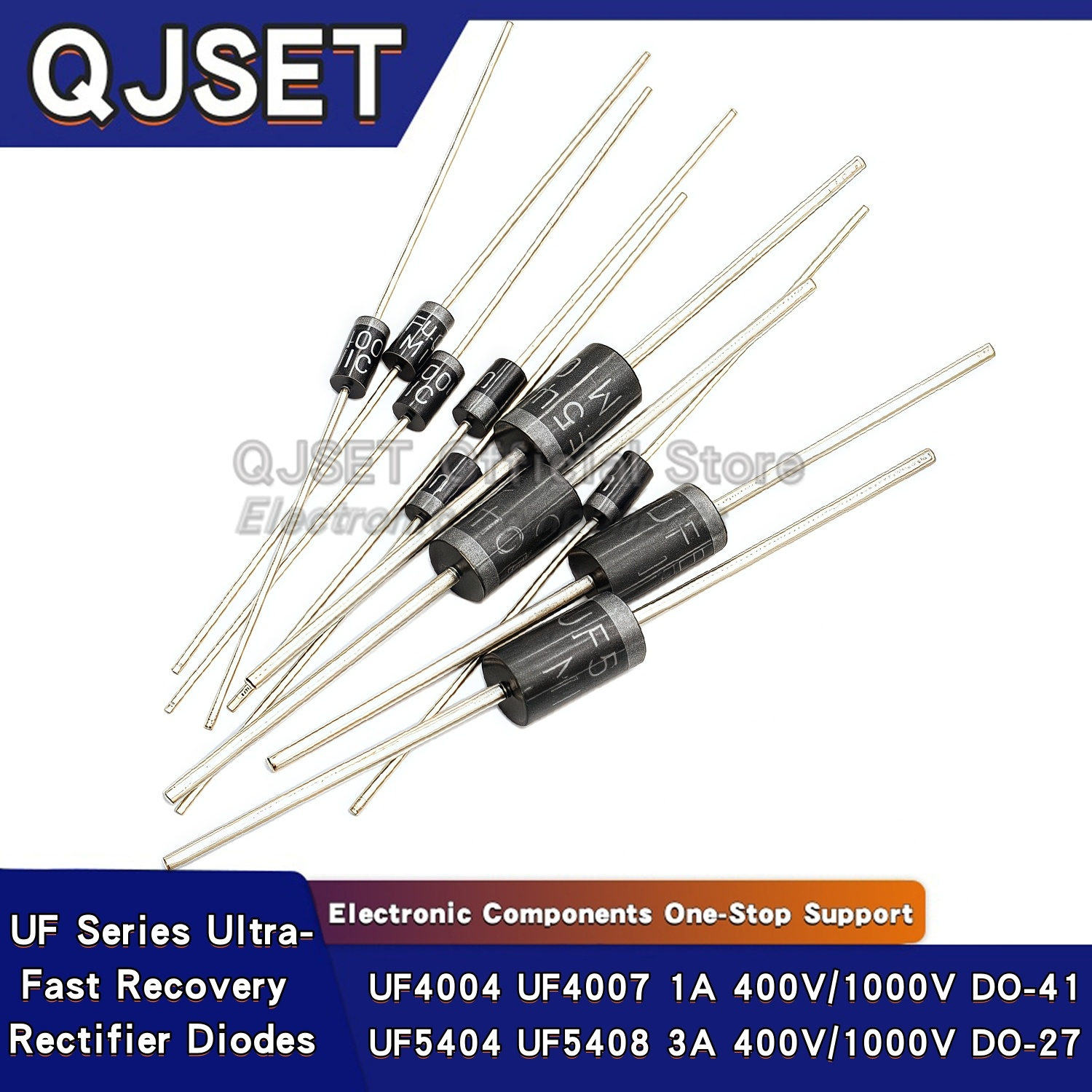 20pcs Diodes UF4004 UF4007 UF5404 UF5408 1A 3A 400V 1000V 1kv DO-41 DO-27 DIP Ultra-Fast Recovery Rectifier Diodes UF4007 UF5408