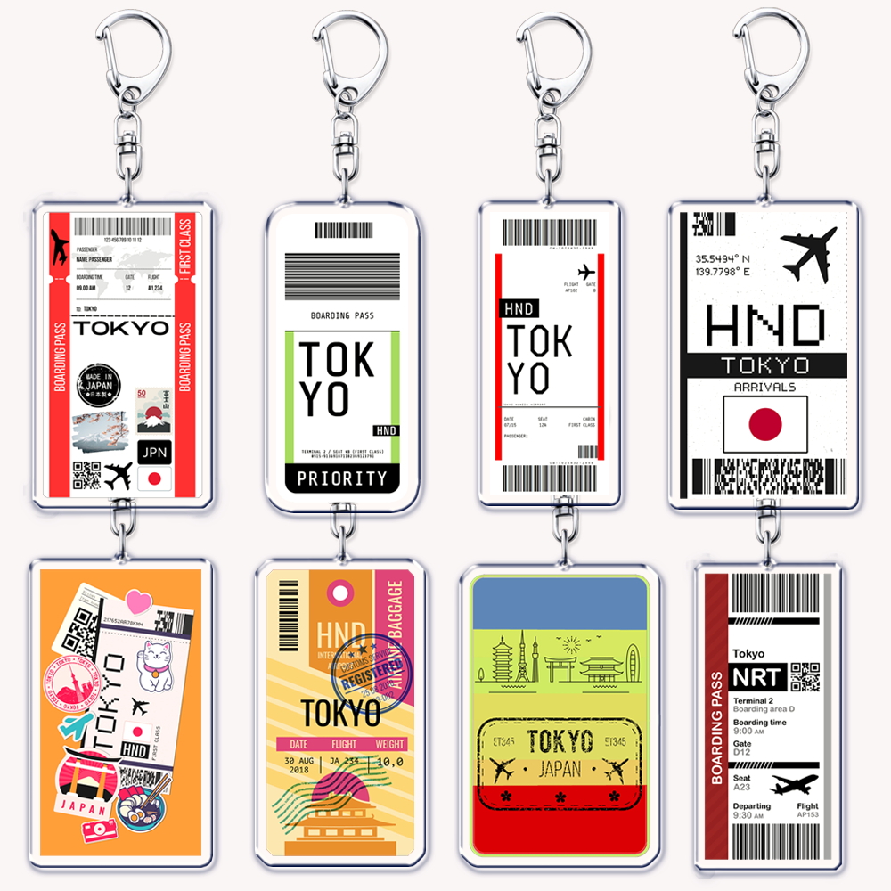 Portachiavi per biglietti souvenir da viaggio di Tokyo per accessori Borsa per carte d'imbarco Destinazione di volo Portachiavi Gioielli Fan Amici Regali