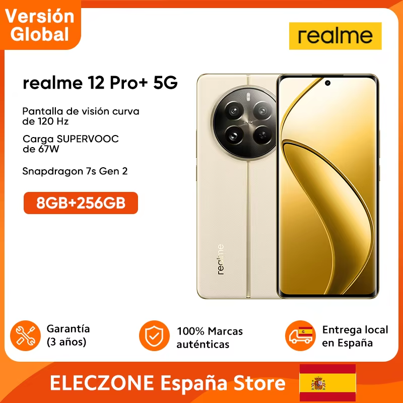 Versión global realme 12 Pro Plus 12 Pro+ 5G Smartphone 64MP Periscopio Cámara de retrato Snapdragon 7s Gen 2 120Hz Pantalla 67W SUPERVOOC
