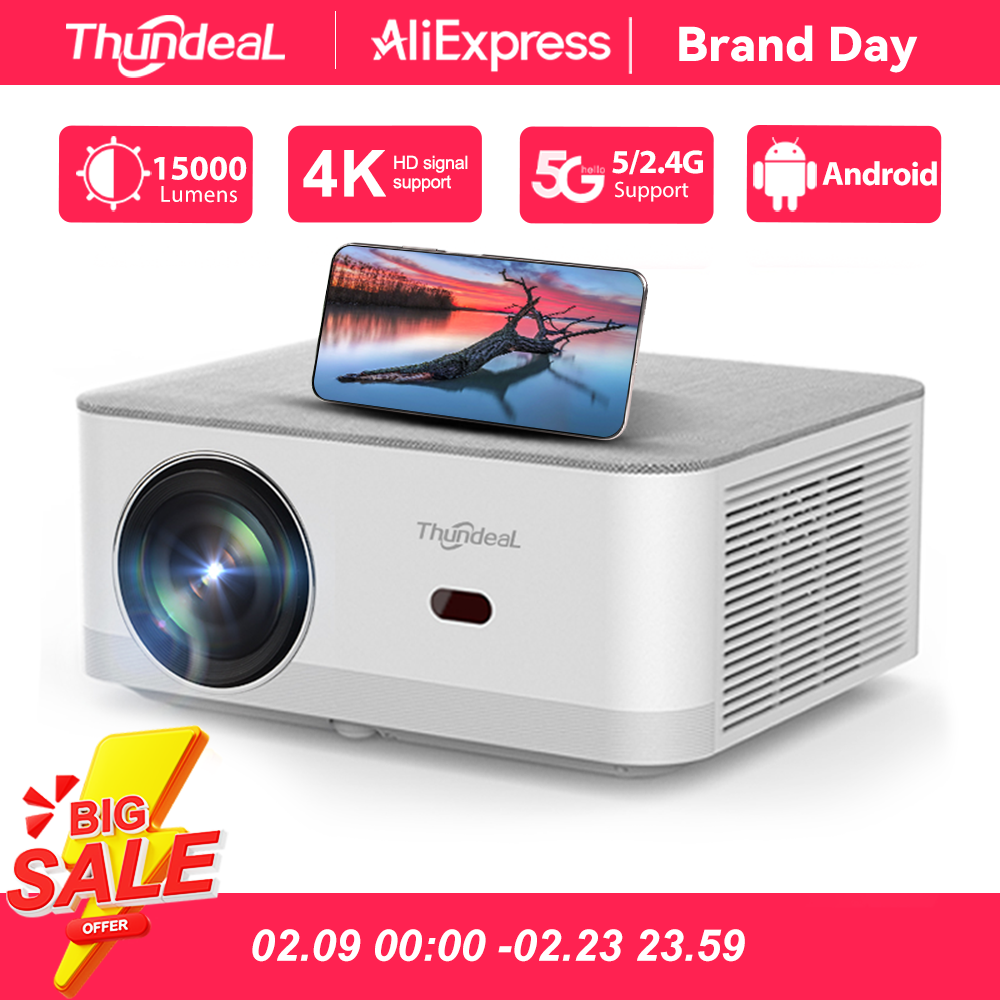 ThundeaL มินิโปรเจคเตอร์แบบพกพา TD92 Pro FHD 1080P Full HD Beam 4K WiFi Android โปรเจคเตอร์ TD92Pro 3D ภาพยนตร์โฮมเธียเตอร์