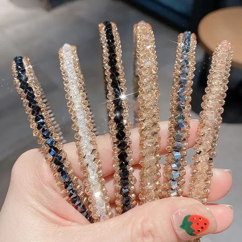 Hiasan Kepala Bezel Kristal Korea Ikat Kepala Wanita Ikat Rambut Antik Perempuan Bando Rambut Lebar untuk Aksesori Rambut Pesta Pernikahan