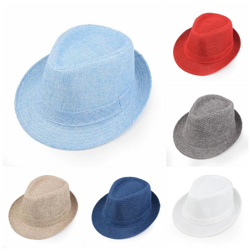 Новая летняя льняная шляпа Fedora Jazz в британском стиле, унисекс, соломенная шляпа, пляжная шляпа от солнца, защита от солнца, шляпа от солнца в корейском стиле