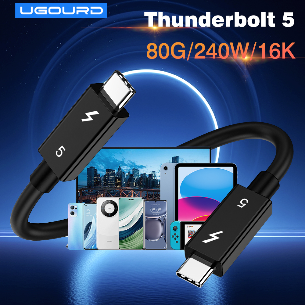 Thunderbolt 5 Cable Soft TPE 80Gbps Type-C USB4 V2 Coaxial Cable USB-C to C 240W 16K 8K for EGPU Mac MINI SSD iPhone 16 MacBook