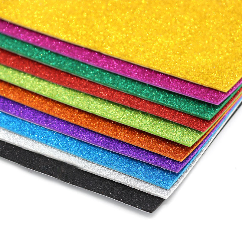 10Pcs Thick A4 Gold Powder Glitter Stickers Eva Foam Paper Shining Papers Kids Handmade Diy Scrapbooking Craft Decor Sticker