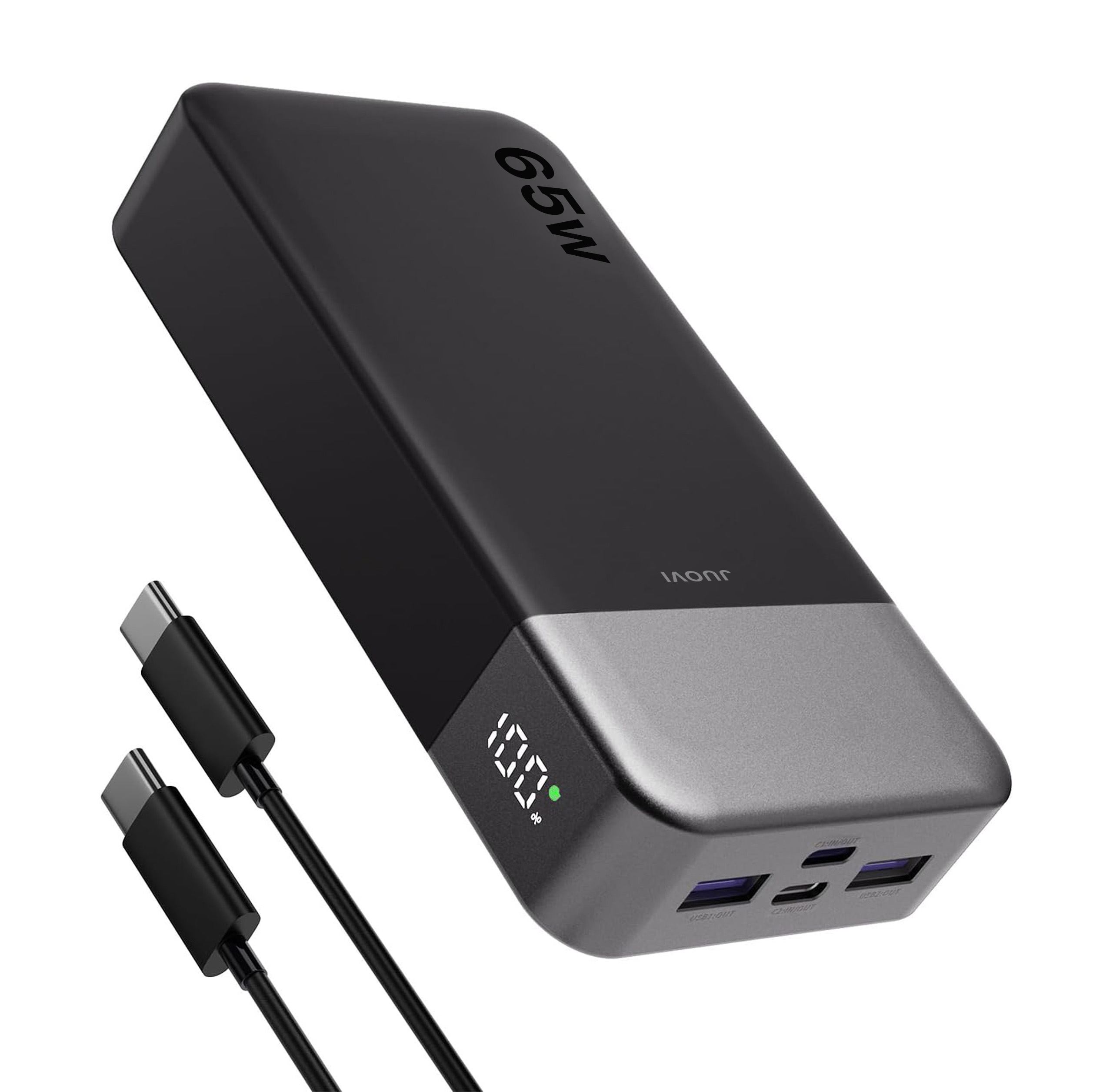 JUOVI Power Bank 65W 20000mAh Chargeur portable pour ordinateur portable, batterie externe à charge rapide PD QC pour MacBook iPad tablette iPhone