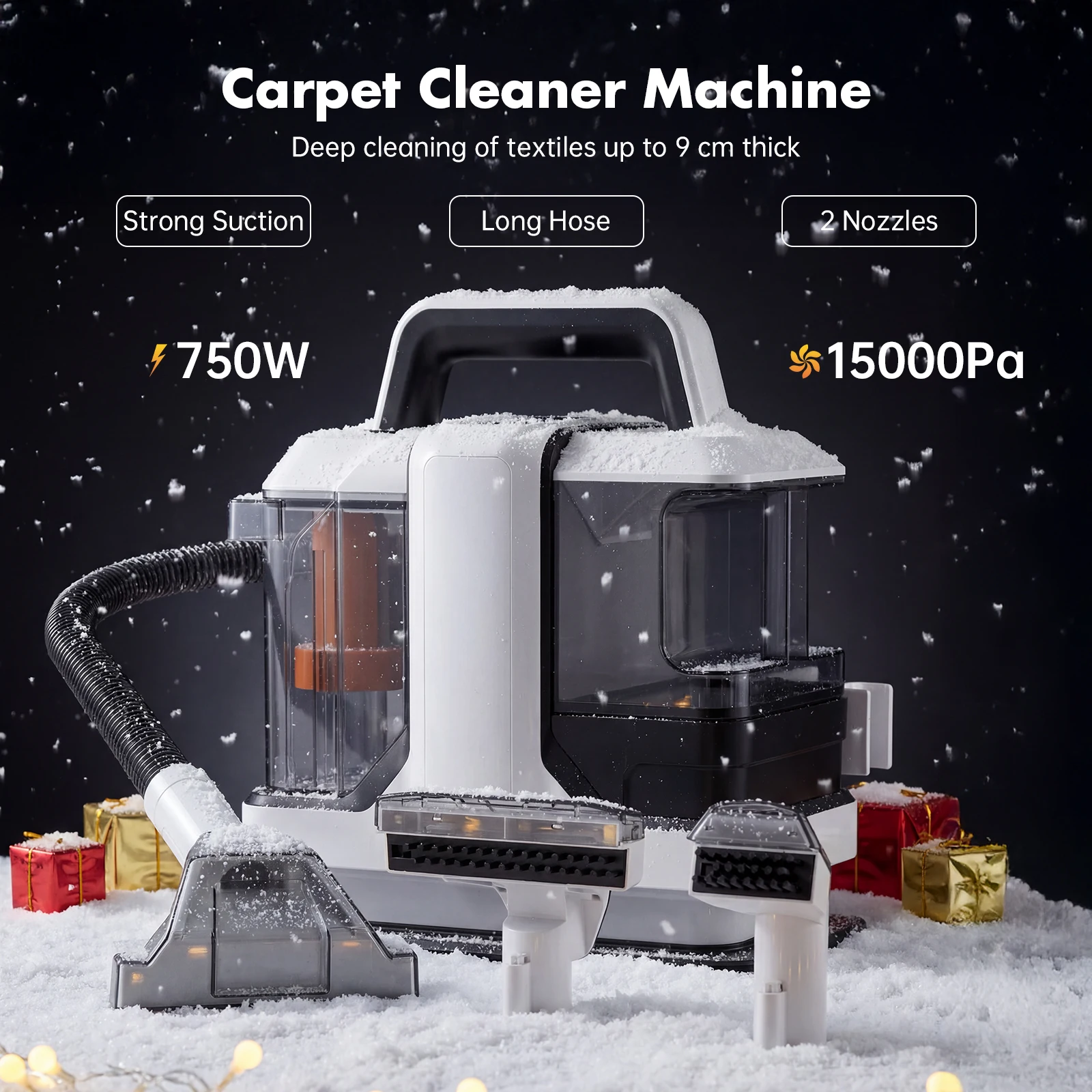 OMESER 750W Handstaubsauger für Teppiche 15KPa Polsterreiniger Tragbare Kabelgebundene Fleckenreinigungsmaschine für Nassreinigung von Stoff, Teppich, Sofa, Haustier und Auto
