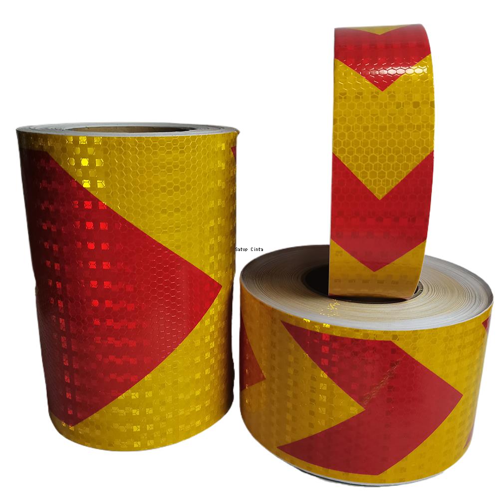 5 cm/10 cm/20 cm * 5 M Freccia Nastro riflettente ad alta visibilità Giallo-Rosso Striscia autoadesiva Riflettori Adesivo per auto di sicurezza per visibilità