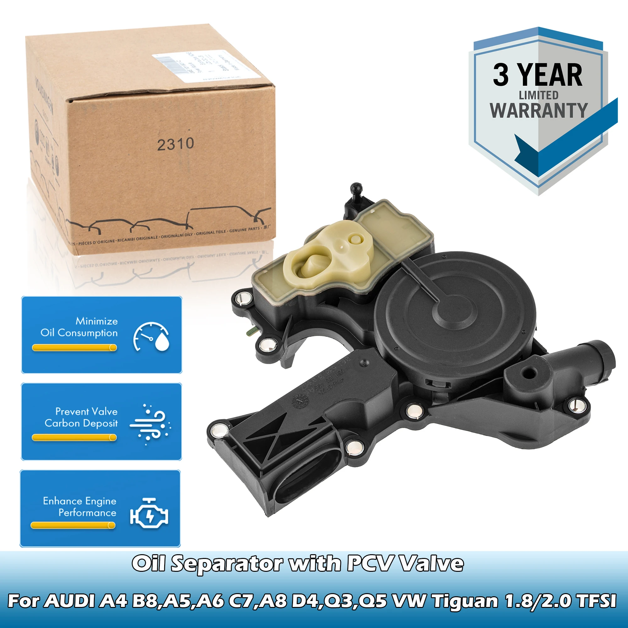 Conjunto de válvula PCV del separador de aceite genuino OEM 06H 103495 AE,06H10349AK,06H 103495 J Para AUDI A4 B8,A5,A6 C7,A8 D4,Q3,Q5 1.8/2.0 TFSI