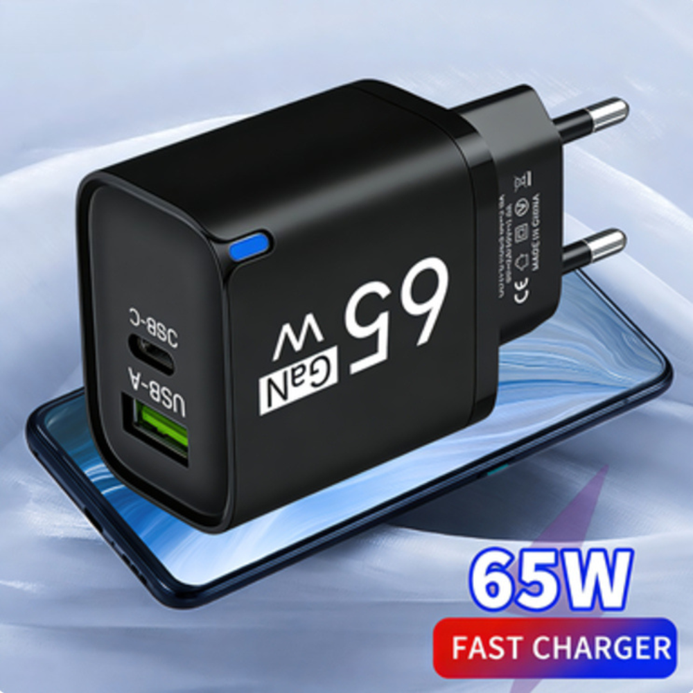 GaN 65W Typ-C USB-Schnellladegerät für iPhone, Honor, Xiaomi, Huawei, Samsung, Oneplus, Quick Charge Handy-Wandadapter