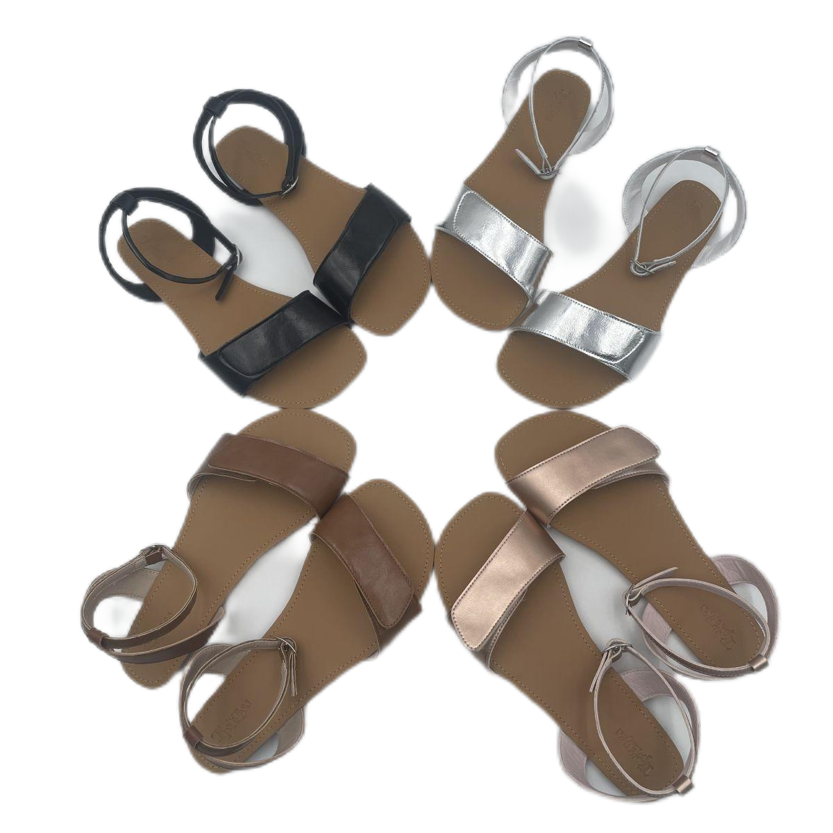 Tipsietoes 2025 Sandalias planas de cuero descalzas de verano para mujer, zapatos con nueva suela suave minimalista, suela caída cero, peso ligero
