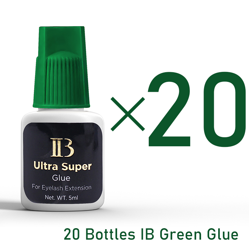 20 ขวด IBeauty Ultra Super สําหรับ Eyelash Extension กาวหมวกสีเขียวกันน้ํา Lash กาวแต่งหน้าเครื่องมือที่เร็วที่สุดตาเปิดเกาหลี