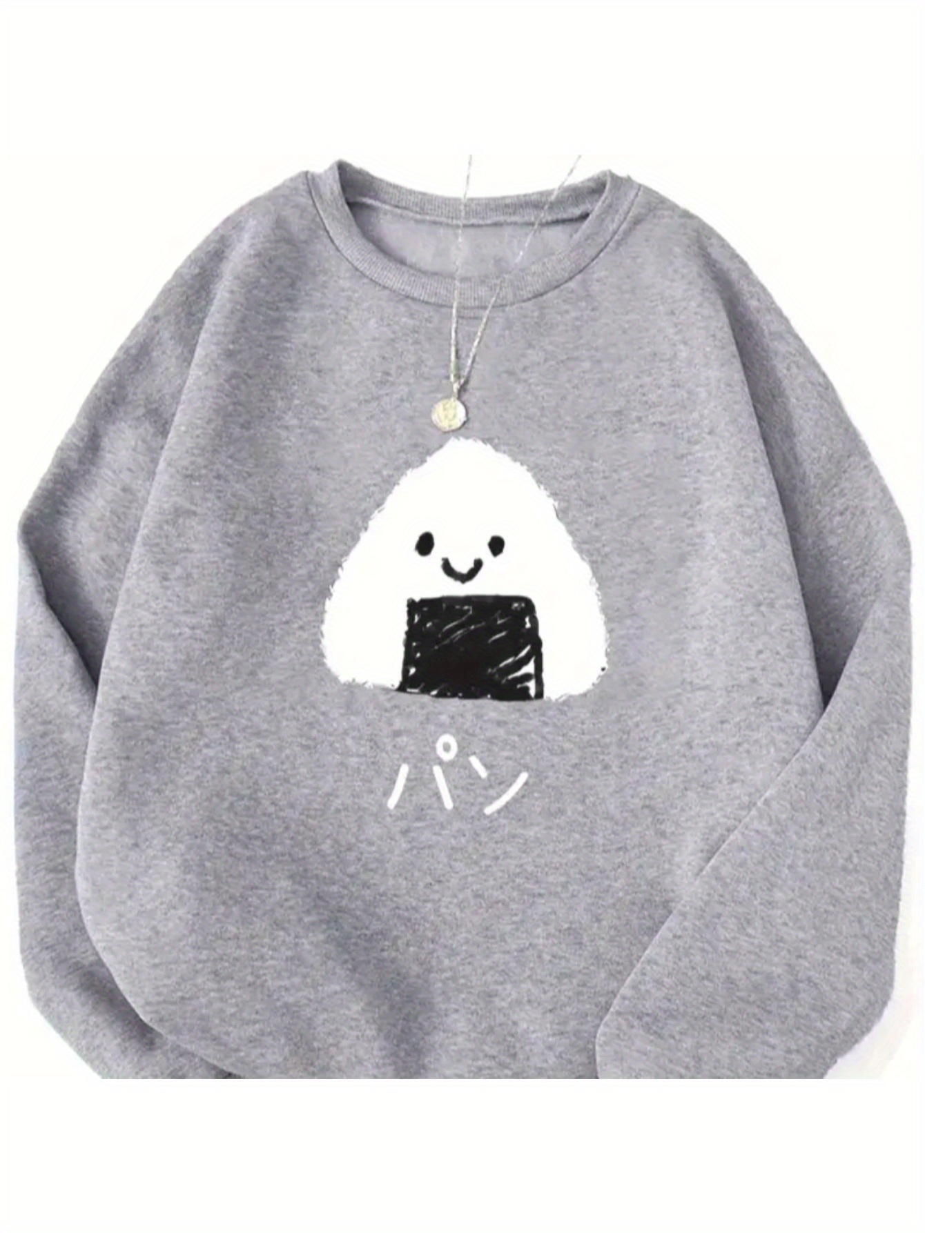 Lindo rollo de arroz y verduras impreso suéter de mujer Otoño e Invierno cuello redondo creativo Top moda mujer pulóver ropa