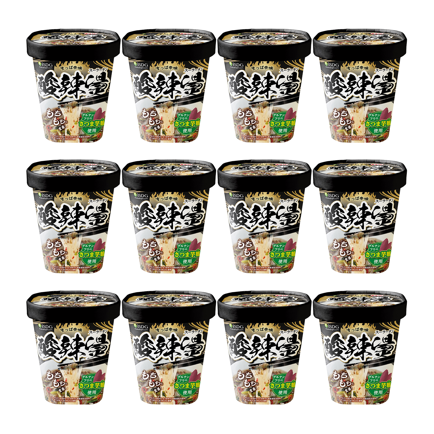 iSDG 酸辣湯 (スーラータン) 12食セット グルテンフリー さつま芋麺 本格旨辛 即席カップ麺 76g×12 クセになる美味しさ
