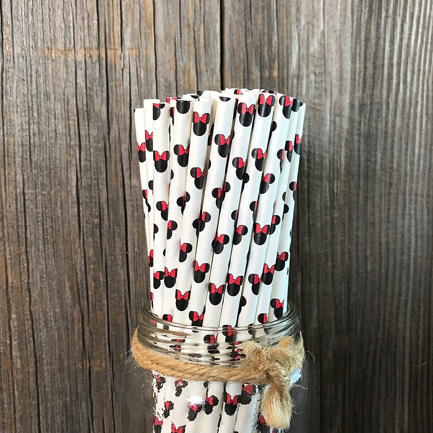 Tête de souris, pailles en papier, pailles d'animaux, impression de patte de fête pour filles et garçons, impression de pied de chien, nœud rouge, tête de souris