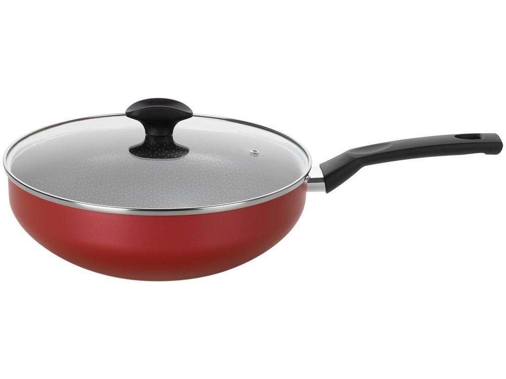 28cm Multiflon Aluminum Multiclon Red Blackberry Wok Frying Pan with Lid