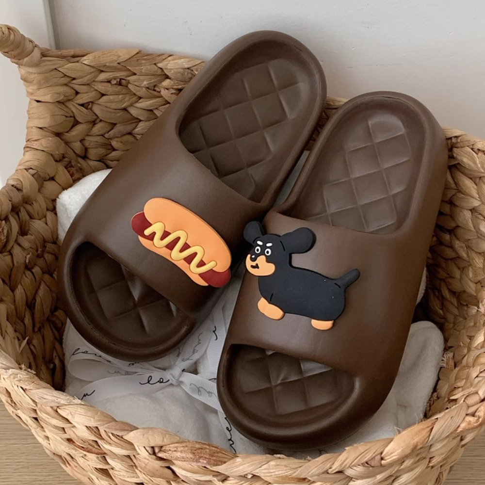 Schattige beer ontwerp dikke zool damesslippers dia's badkamer strand indoor sandalen zomer paar schoenen
