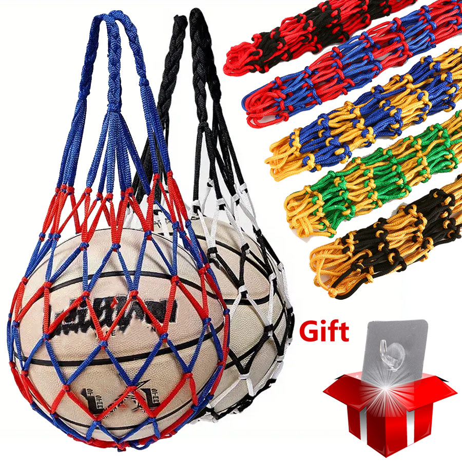 Bolsa de red de baloncesto, red tejida gruesa, almacenamiento de baloncesto, bolsa de red de entrenamiento de nailon duradera para todo tipo de pelotas ﻿