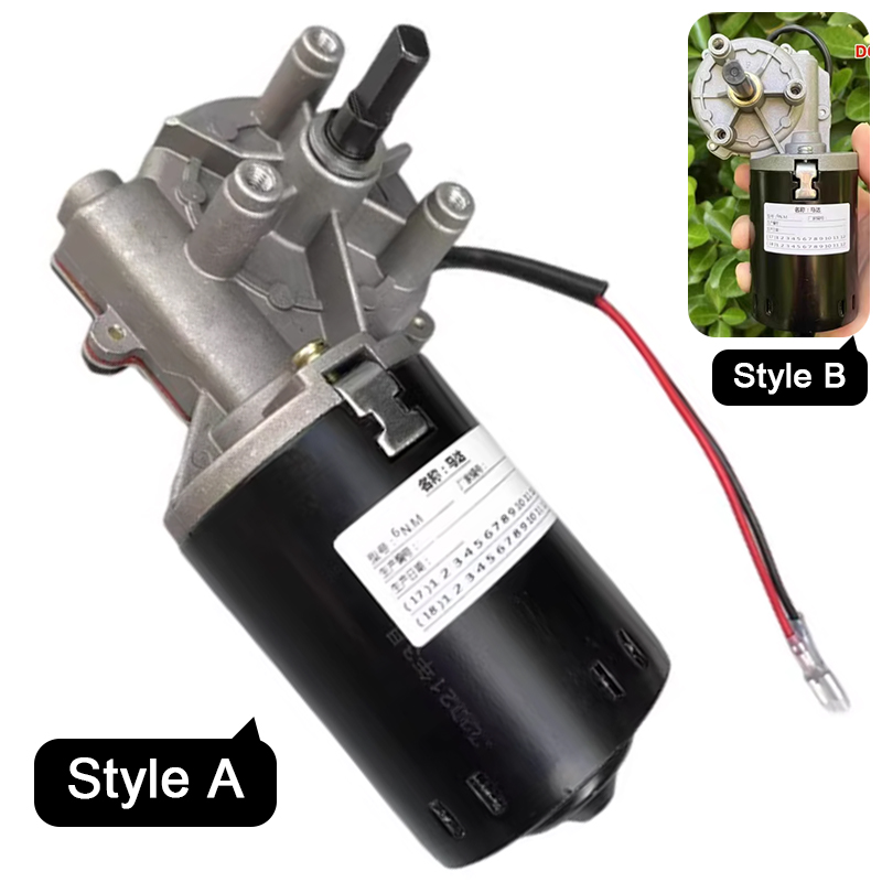 Szybki przekładnik ślimakowy DC 60W 24V 52RPM Elektryczny dwukierunkowy samohamowny silnik z metalowymi przekładniami, obrotowy w jednym i drugim kierunku