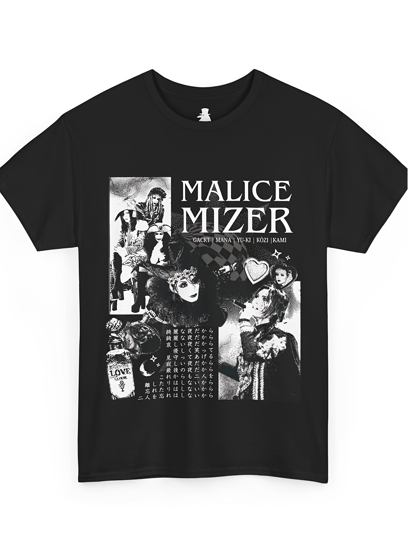 Malicious Mizer クト Era Tshirt Moonlight Nocturne Lyrics T-shirt Visual J Rock Band T-shirt Retro Japanse rockmuziekaccessoires
