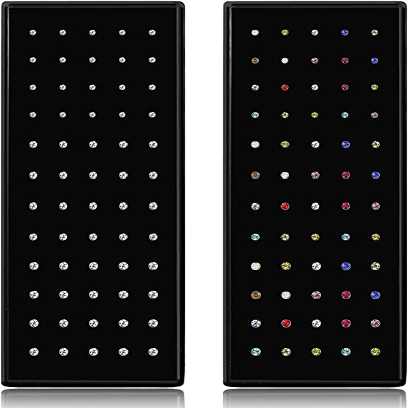 60 ชิ้นแฟชั่น L รูปร่าง Rhinestone คริสตัลสแตนเลสสตีลเจาะจมูกหูกระดูกผู้หญิง Hypoallergenic เครื่องประดับเจาะ
