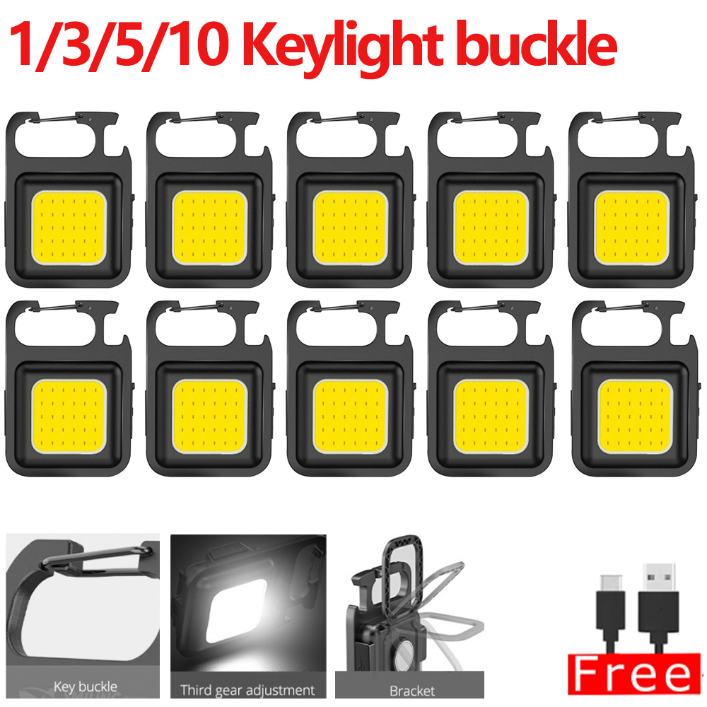 Mini llavero COB superbrillante, linterna de Luz Portátil, lámpara de carga, luces de Camping con imán, 4 modos de iluminación, luz para el trabajo