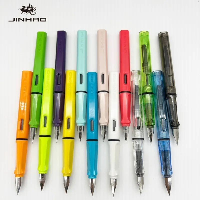 JINHAO 619 pena tinta murid, perlengkapan kantor sekolah alat tulis pena kaligrafi F EF Nib warna berkualitas tinggi