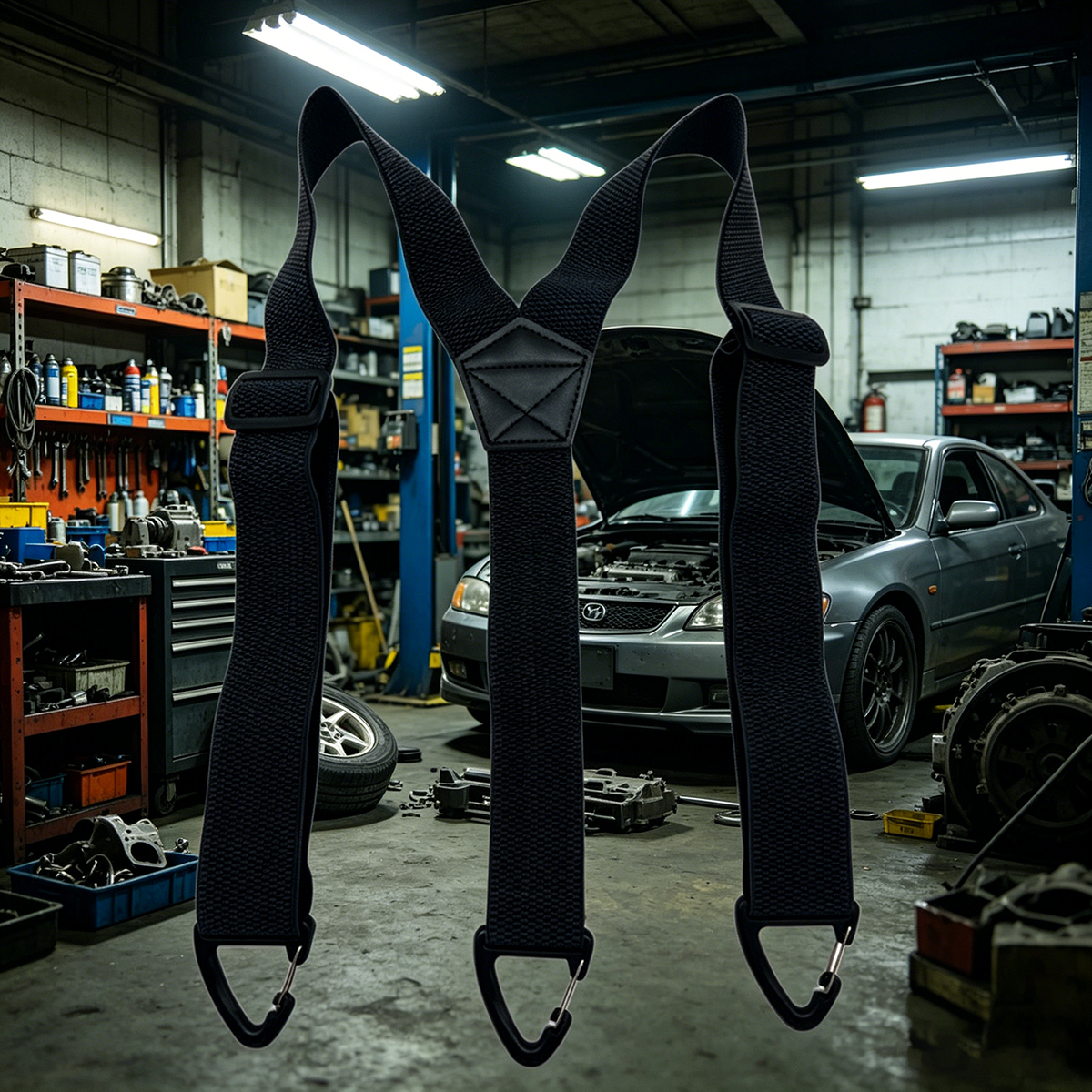 Bretelle da Lavoro Resistenti per Uomo, Larghe a X con Chiusure in Plastica, Bretelle Regolabili Elastiche per Pantaloni - Nero ﻿