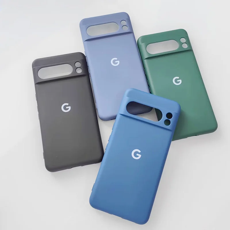 Coque de téléphone portable en Silicone liquide souple, étui de protection arrière fin antichoc + Logo, pour Google Pixel 6A 7A 8A 8 7 6 Pro 5G