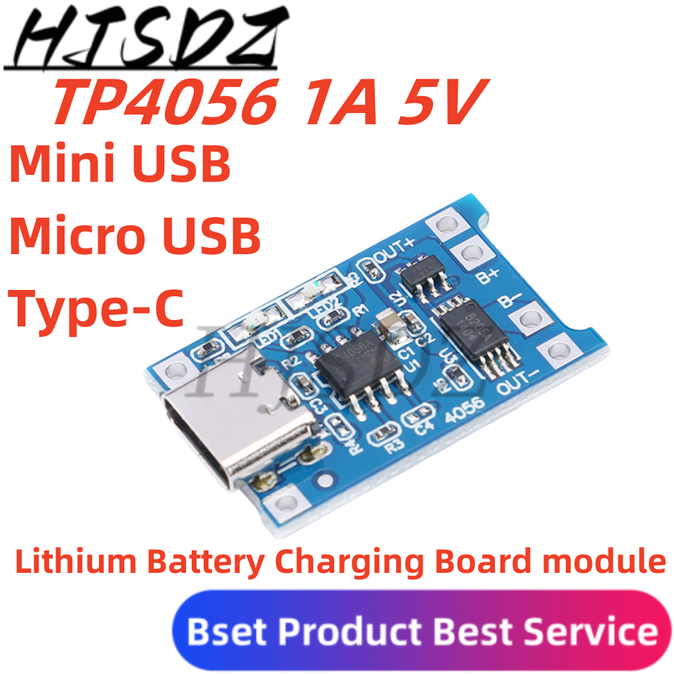 Módulo de cargador de batería de litio tipo c/Micro/Mini USB 5V 1A18650 TP4056, placa de carga con protección, funciones duales, ion de litio 1A