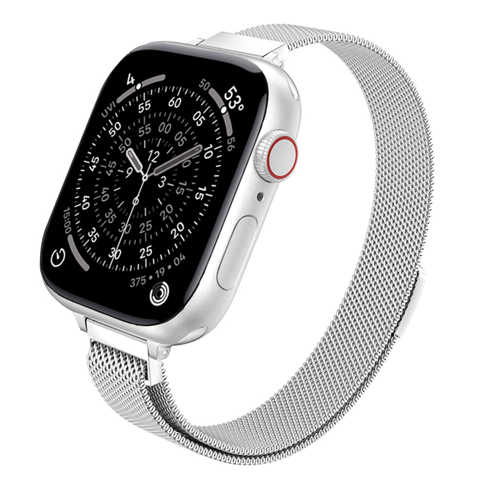 Pulseira Slim Milanese para Apple Watch 44mm 40mm 45mm 49mm 41mm 42mm, compatível com iWatch Series 10 11 9 6 SE 7 8 Ultra 2 3.