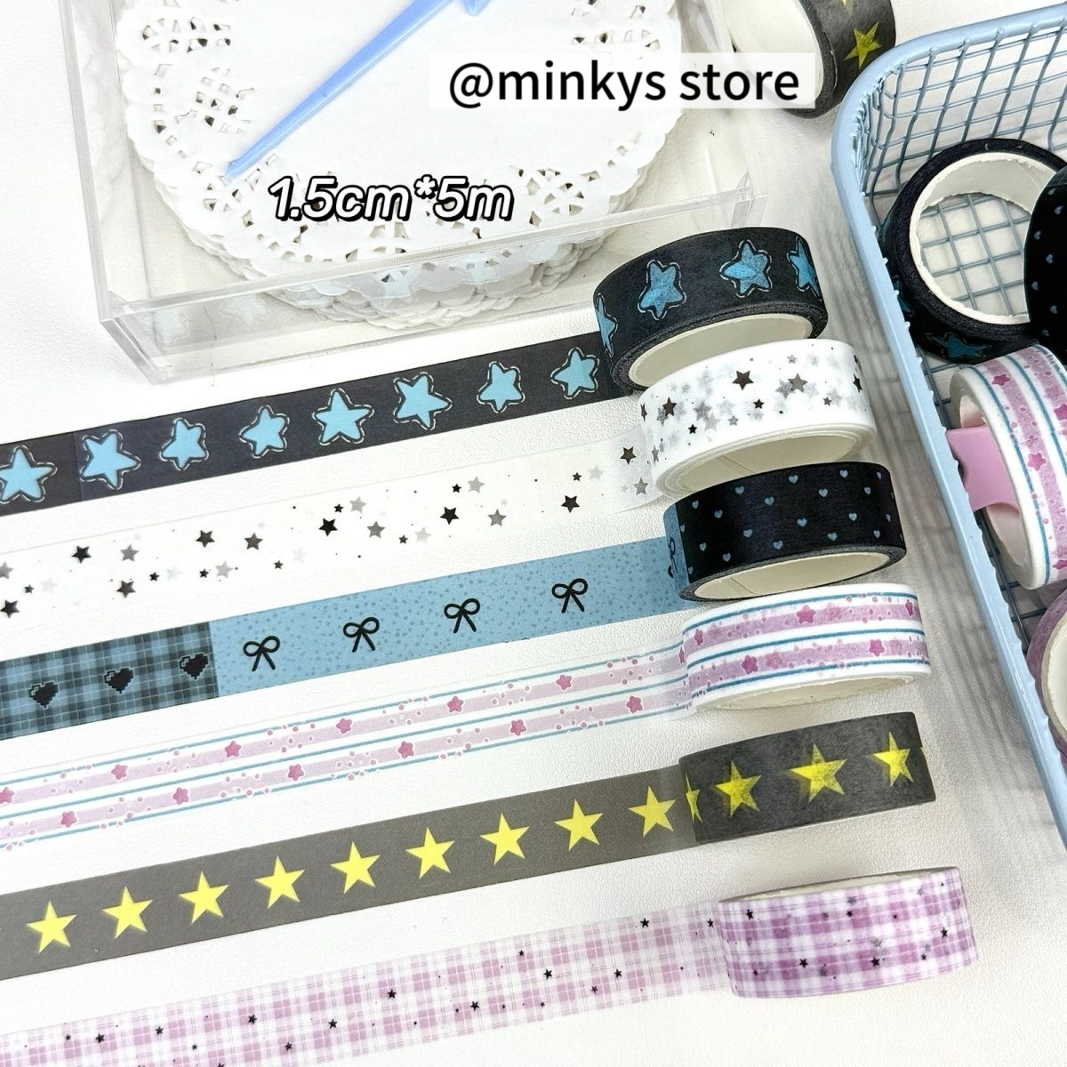 MINKYS 5/6pcs One Pack Decorative Tape Cute Cartoon Creative Star Washi Tape School Stationery