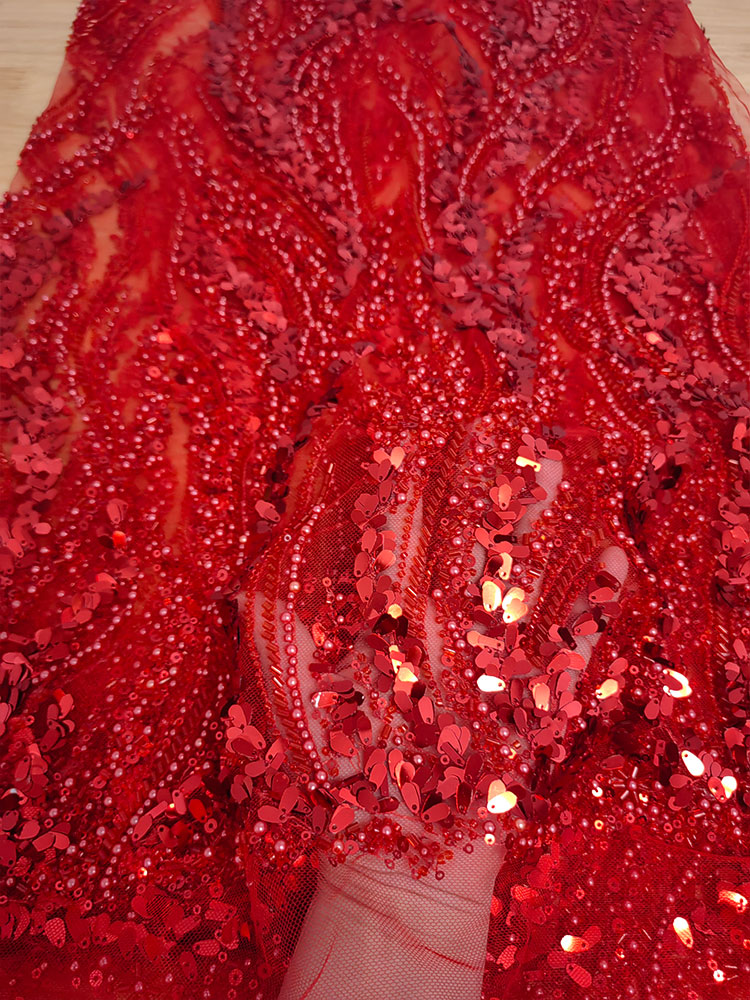 Tecido de Renda Pesada com Lantejoulas e Contas para Casamento, Tule para Acessórios de Vestuário DIY, Perfeito para Design de Vestidos
