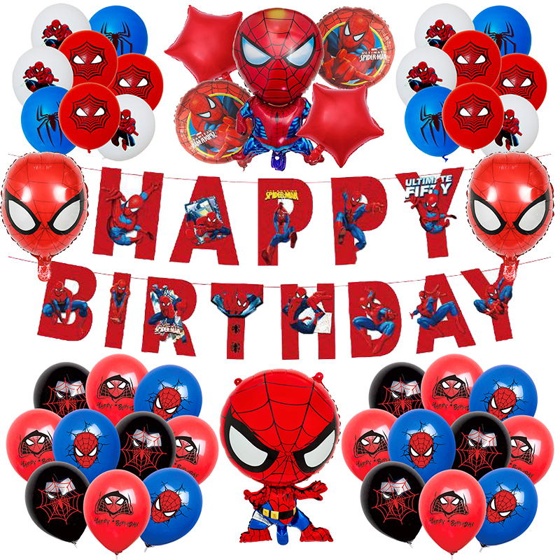 Spider-Man Verjaardagsdecoratie Aluminium Film Digitale Ballon Nieuwe Spider-Man Rood Servies Baby Shower Kinderfeestartikelen