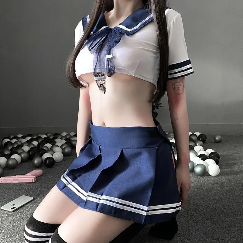 Cosplay lingerie escola estudante uniforme role play traje feminino bonito mini saia blusa apertada conjunto pornô faculdade menina cos anime