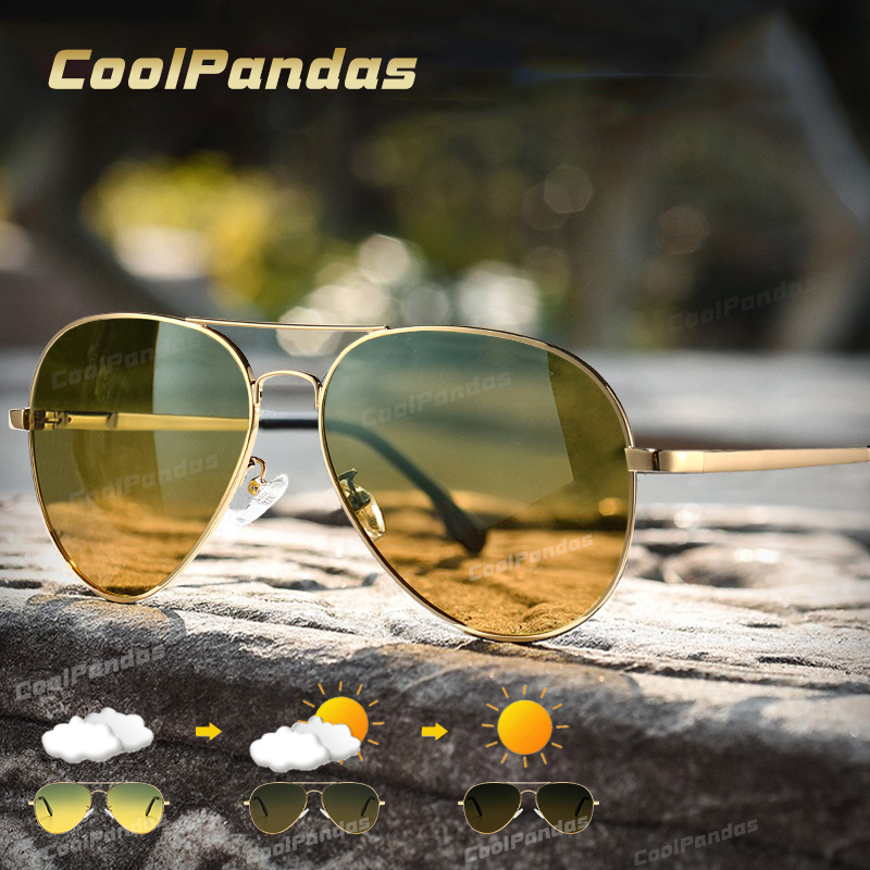 Lunettes de soleil photochromiques hommes polarisées Aviation jour lunettes de Vision nocturne pour la conduite femmes Anti-UV lunettes oculos de sol masculino