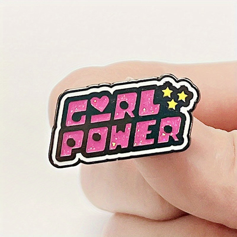 Розовый значок «GIRL POWER» из сплава с фразой, эмблема, ювелирное изделие в подарок
