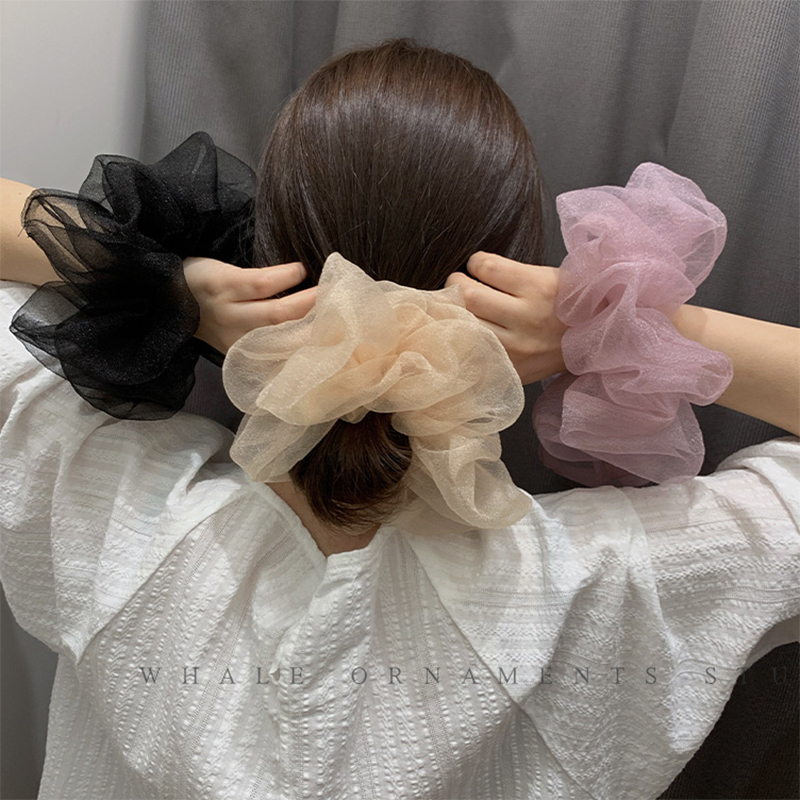 2022 verão organza scrunchies feminino elástico faixa de cabelo coreano elegante rabo de cavalo titular borracha gravata acessórios para o cabelo atacado