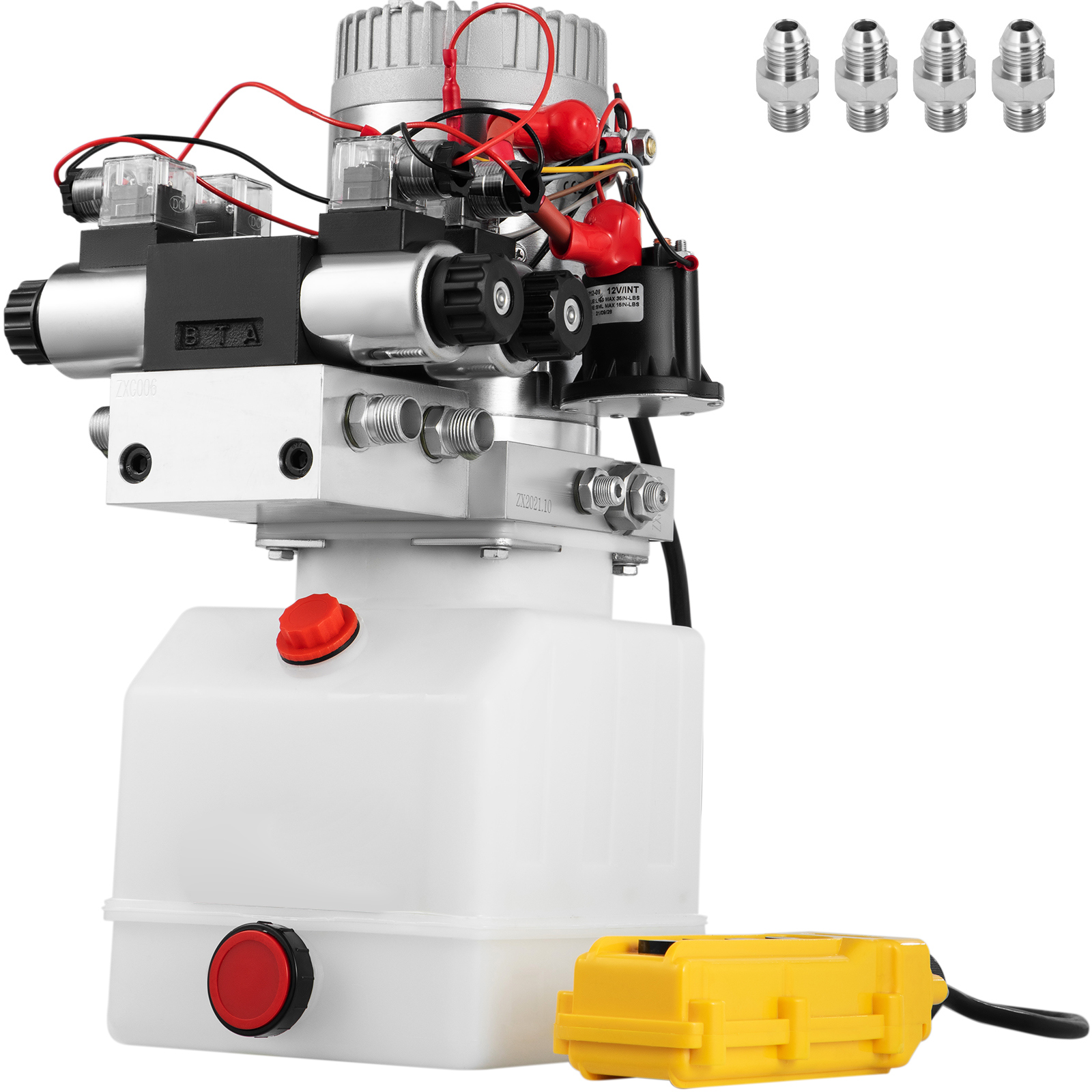 SucceBuy 12V DC a doppio effetto Solenoide idraulico Power Pack Getto per auto con serbatoio da 4,5 litri Rimorchio di scarico Strumento di sollevamento elettrico