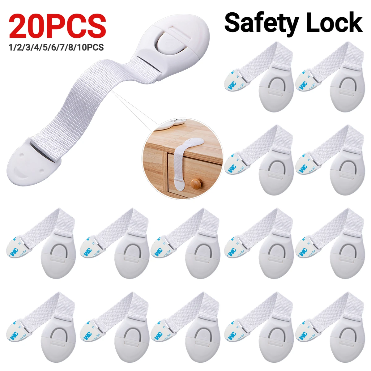 Cerradura de gabinete de seguridad para niños, protección de seguridad para bebés, cerradura de puerta de cajón, protección de plástico, cerradura de puerta de seguridad para niños, 1-20 piezas