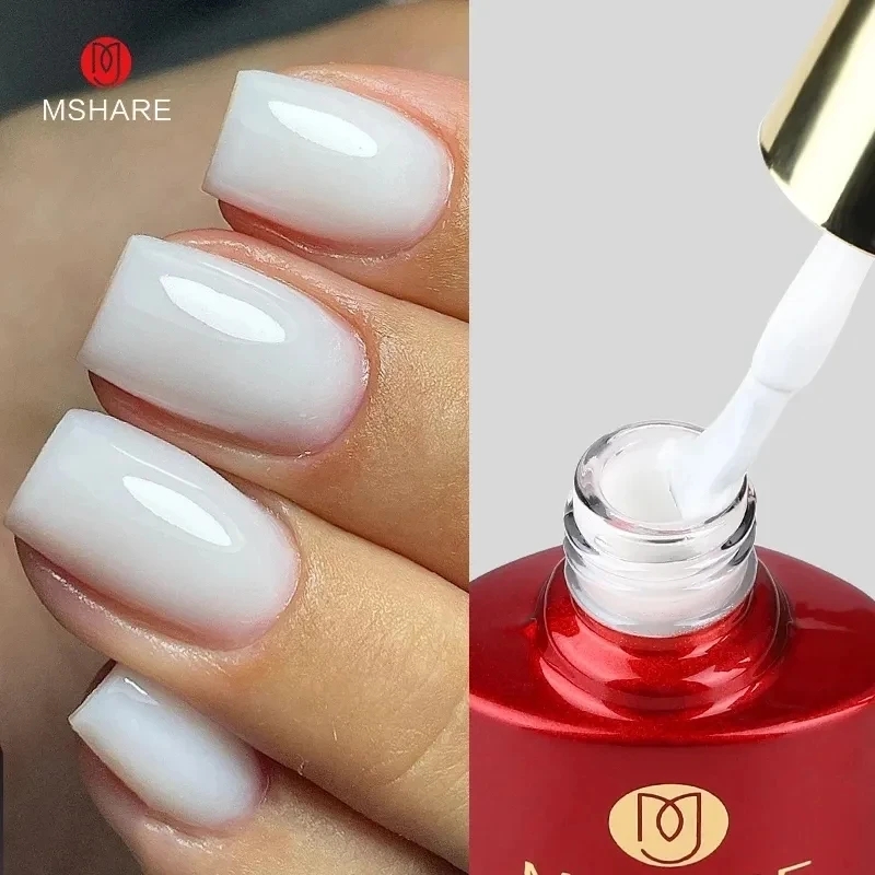 MSHARE Gel de Base Blanc Lacté Camouflage Couleur Caoutchouc Vernis à Ongles 10ml