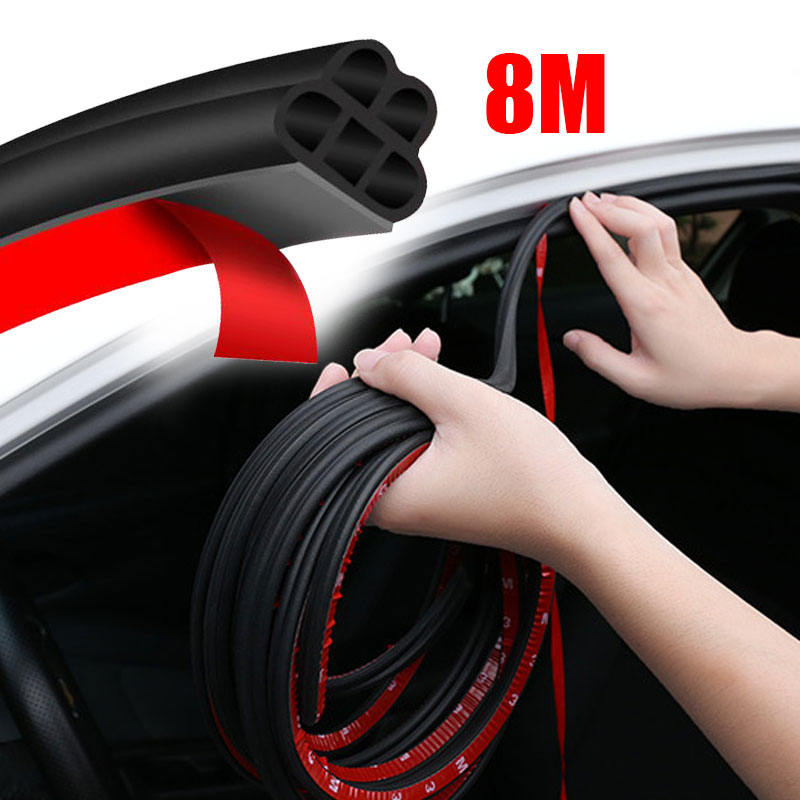 8m Car Door Seal Strip Auto Rubber Sealant 5holes B Type Noise Insulation Anti-Dust Soundproofing Car Sealing Strips Accessories