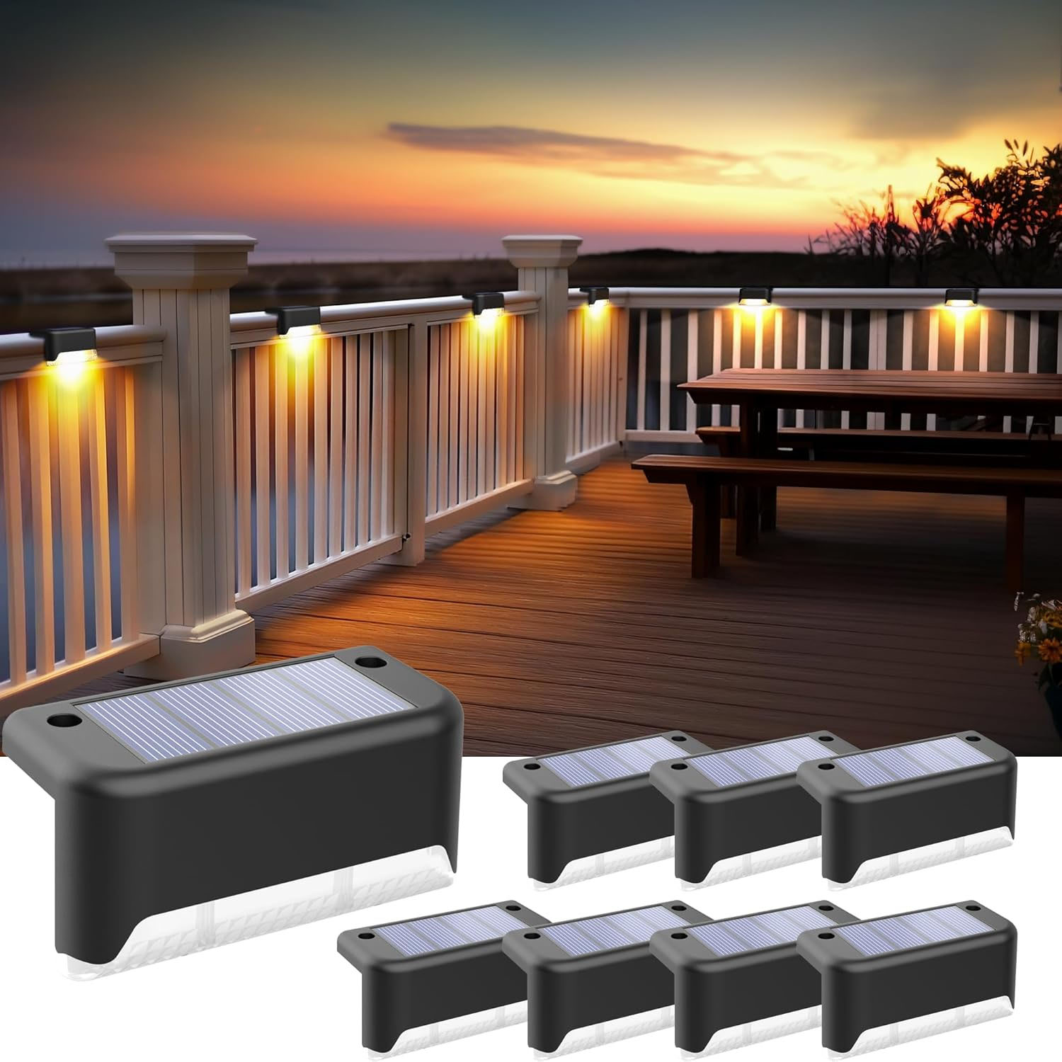 1 pièces 4 pièces lumières de pont solaires lumières solaires extérieures lumière de jardin étanche lumière d'escalier solaire pour Patio escaliers garde-corps voie