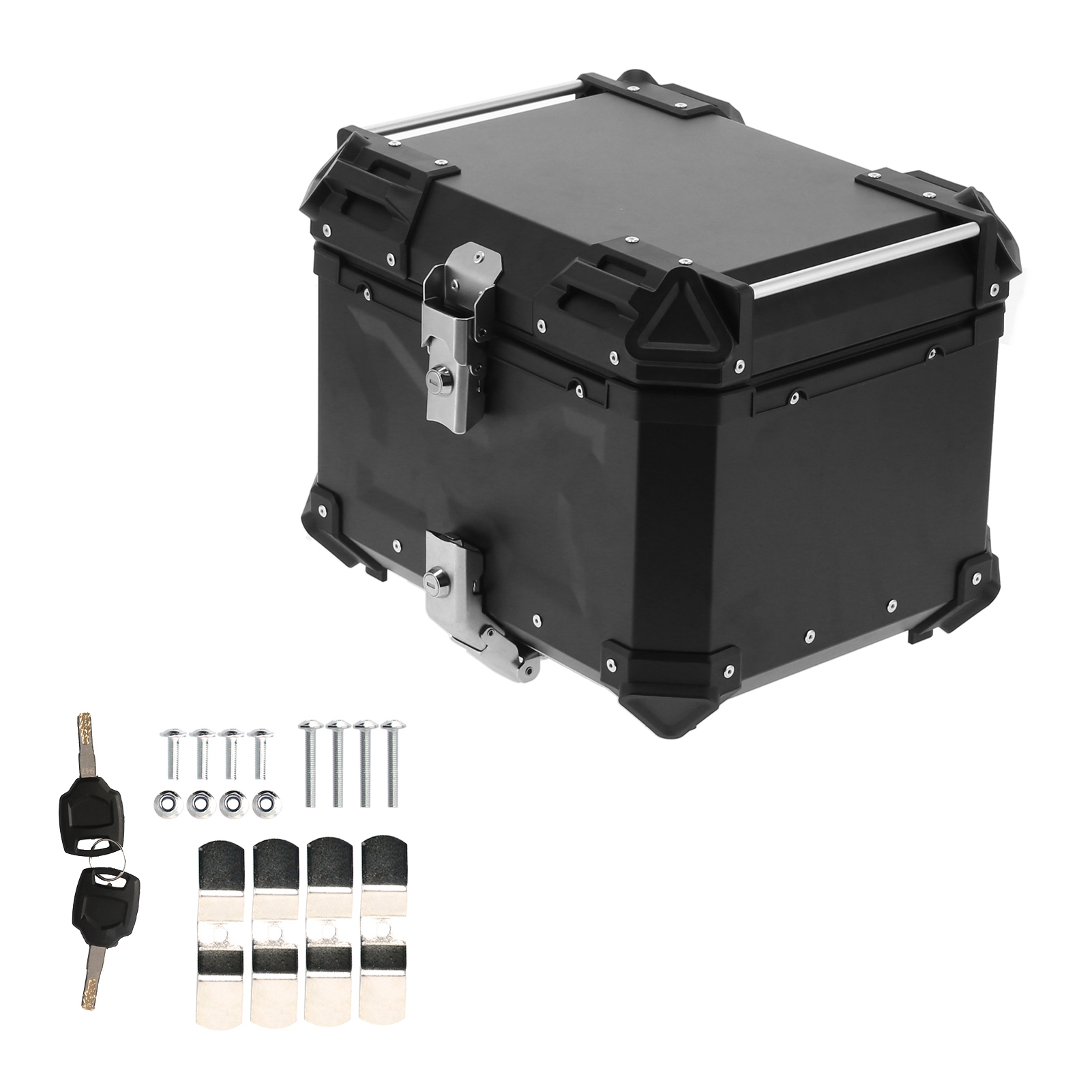 Maleta trasera de aluminio Universal para motocicleta Adventure, color negro, 45L