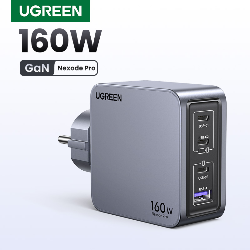 【Enchufe KR】UGREEN 160W GaN cargador PD3.1 QC4.0 3,0 carga rápida para Macbook Pro portátil USB GaN cargador para iPhone 16 Xiaomi Tablet