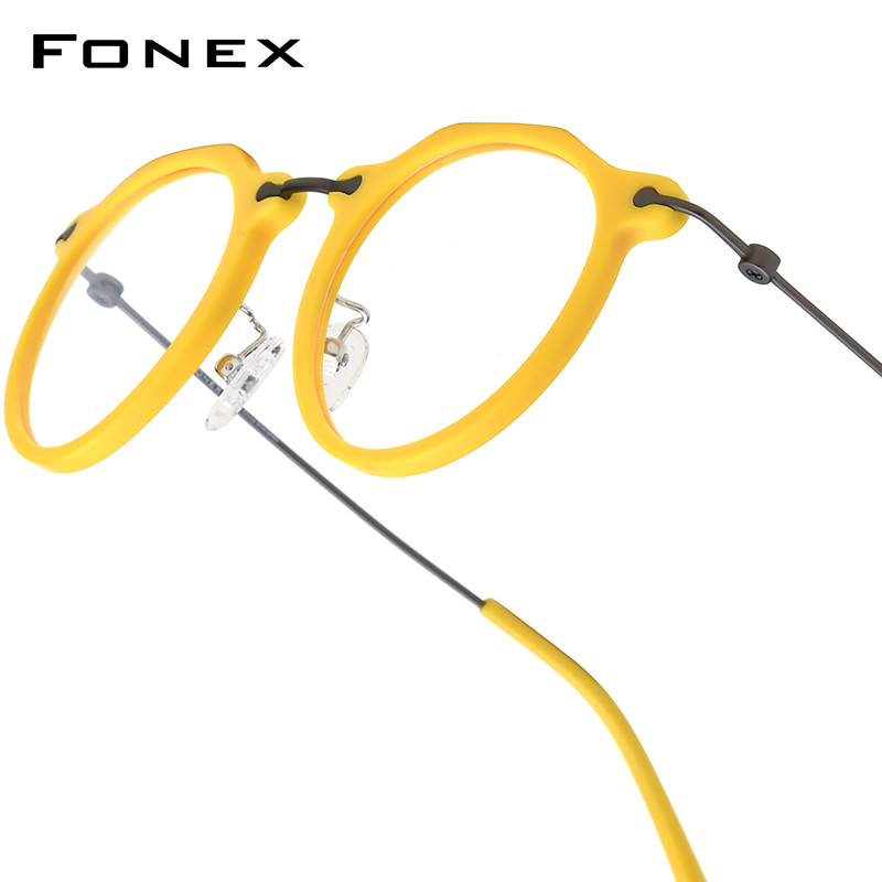 FONEX Occhiali da vista in acetato di titanio Telaio da donna Nuovo design di marca Occhiali da vista rotondi retrò vintage Occhiali da vista da uomo Occhiali giapponesi 85905