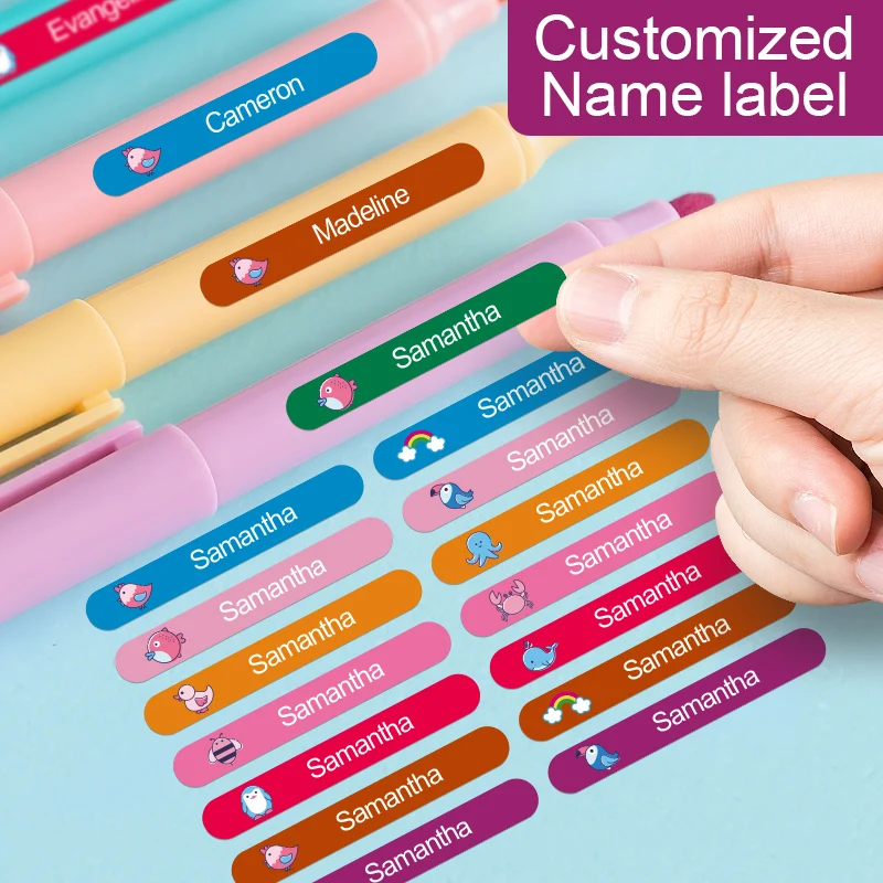 Personalized Waterproof Labels Custom for Kids School Gear - Name Stickers for Bottles, Lunch Boxes & Stationery Items