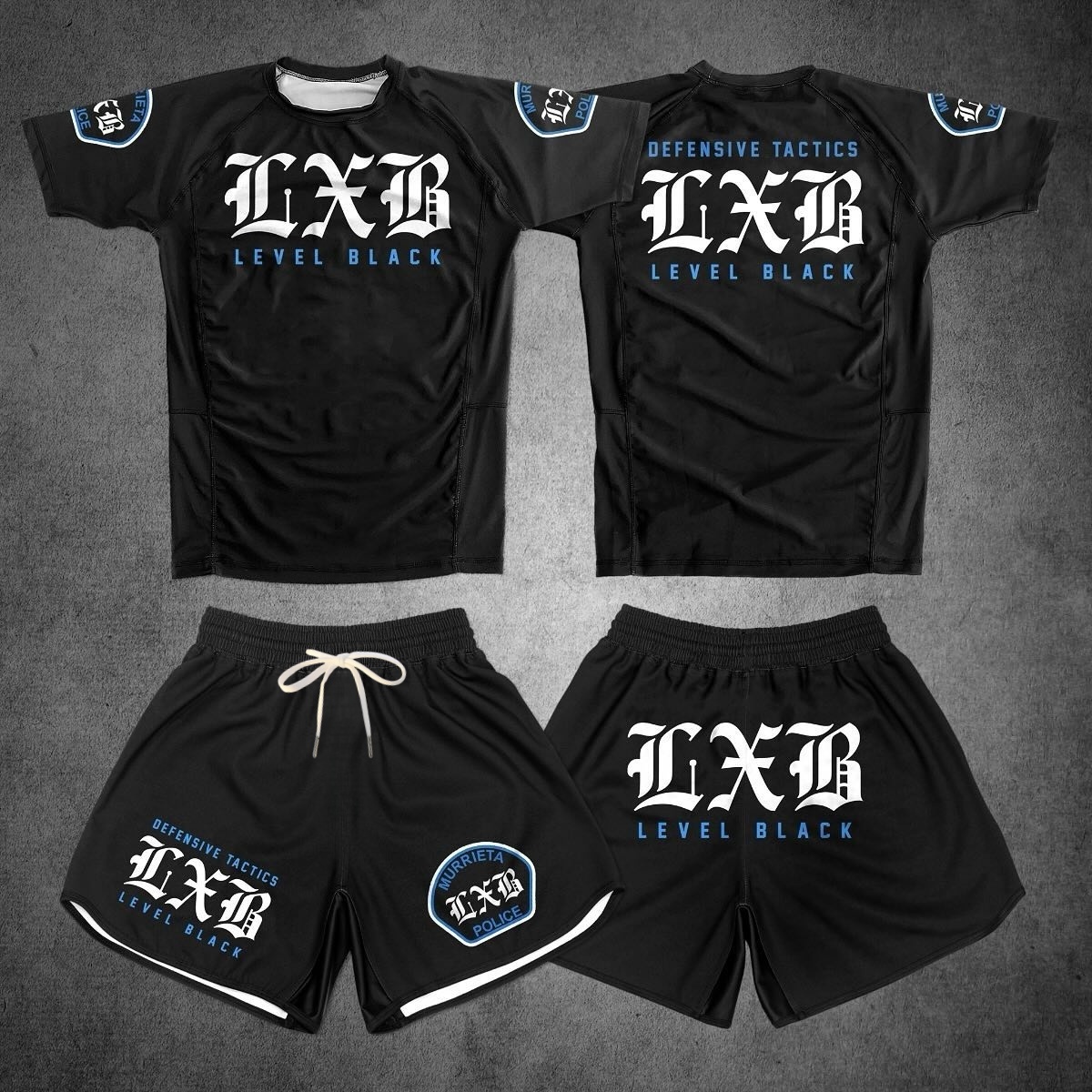 Set da Palestra V1 LXB AJJ ad Asciugatura Rapida, Maglia e Pantaloncini NIVEL NEGRO RANKED V2 per Fitness