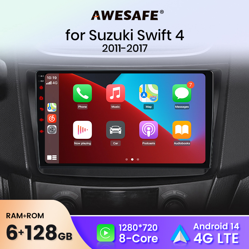 AWESAFE Draadloze CarPlay Android Auto Autoradio Stereo voor Suzuki Swift 4 2011 2012 2013-2017 Auto Intelligente Systemen BT FM RDS Plug & Play SWC Verzending vanuit UK naar Nederland