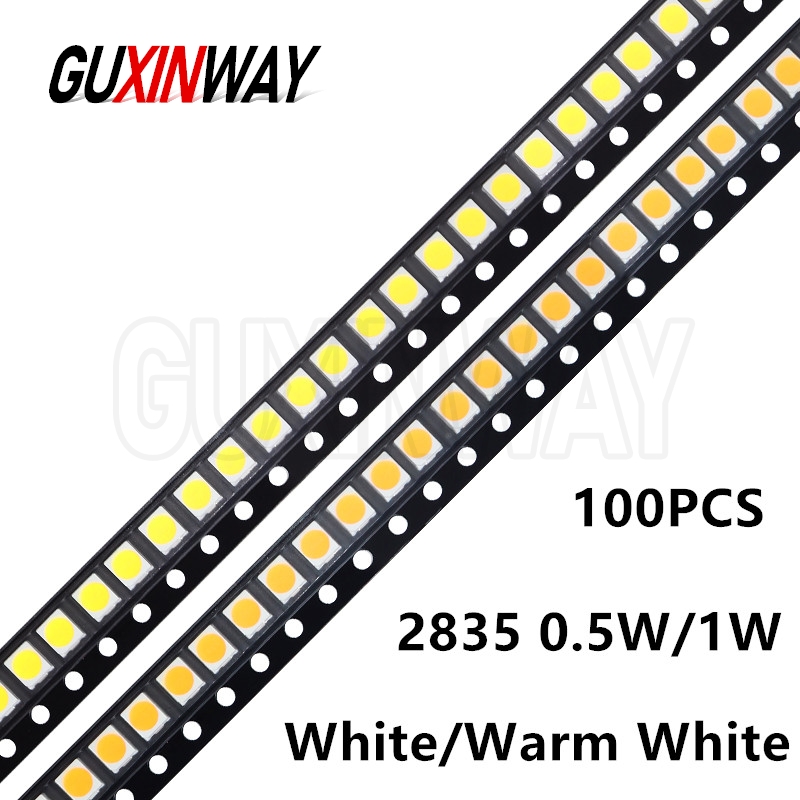 100 шт. SMD 2835 Белый/Теплый Белый 0,5 Вт 1 Вт 3 В 6 В 9 В 18 В 30MA 60MA 80MA 100MA 150MA Светодиодная лампа для поверхностного монтажа