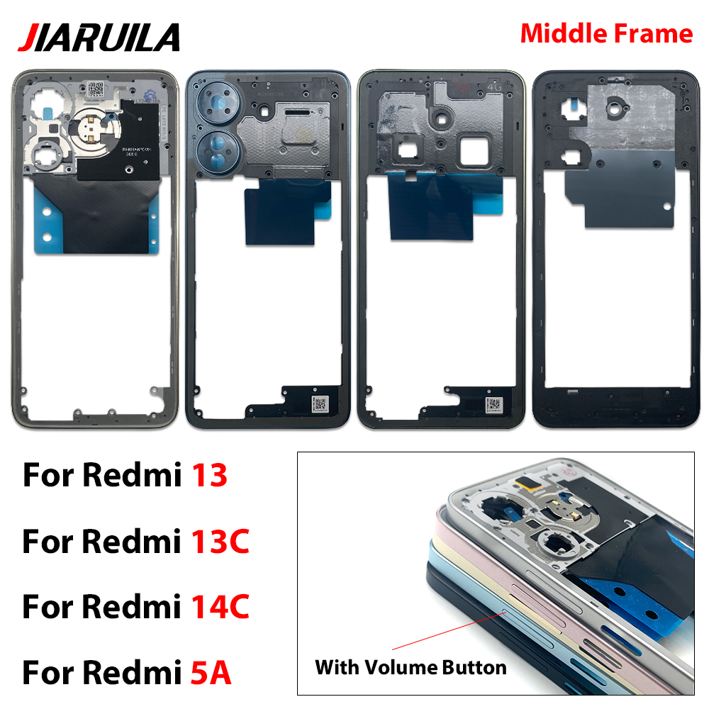 НОВЫЕ Сменные детали средней рамки корпуса (рамка-безель) для Xiaomi Redmi 13, 13C, 14C, A5